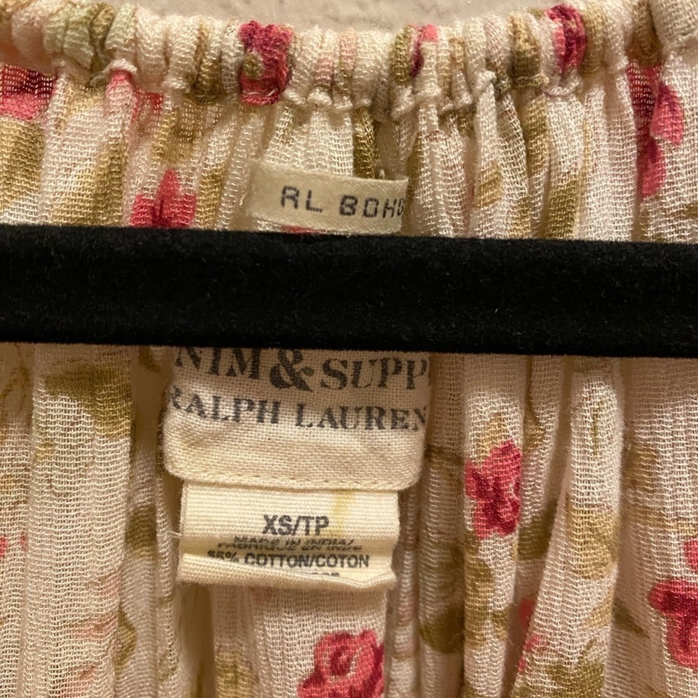 Denim & Supply Ralph Lauren Floral Boho Cottagecore Ruffle Detail Blouse Size XS - Picture 6 of 9